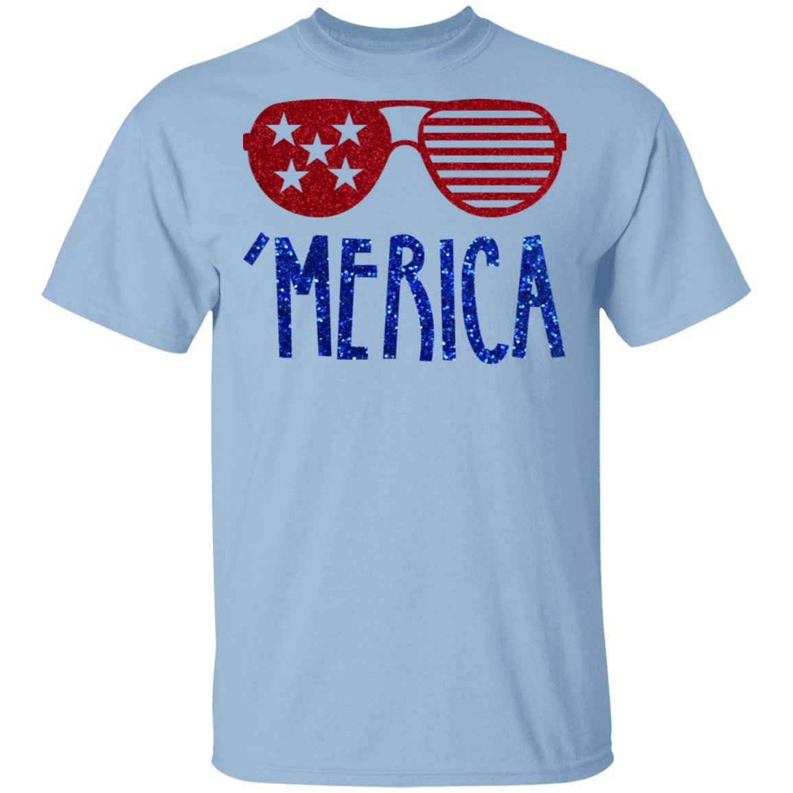 4th of July Gifts Murica Merica T-shirt - Patriotic T-shirt - American Party T-shirt, Light Blue, Unisex T-Shirt