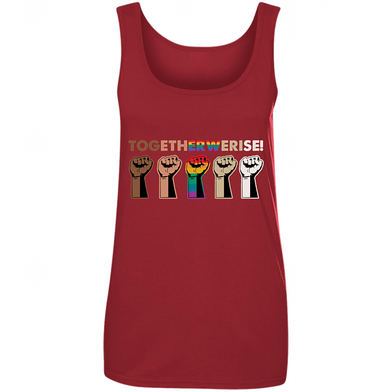 Together We Rise Tank Top - Black Lives Matter Tank Top - Equality Social Justice Tank Top, Independence Red, Ladies Tank Top