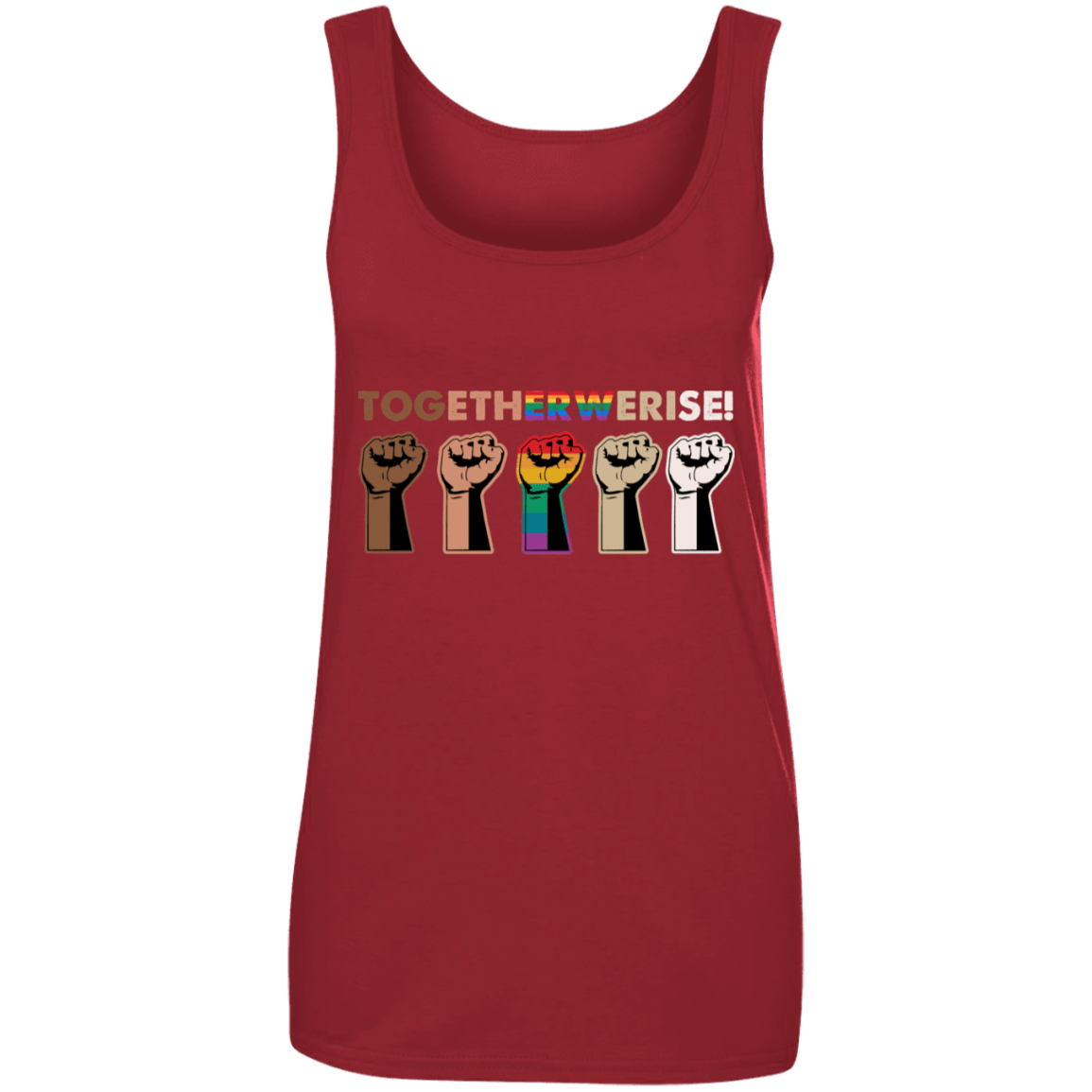 Together We Rise Tank Top - Black Lives Matter Tank Top - Equality Social Justice Tank Top, Independence Red, Ladies Tank Top