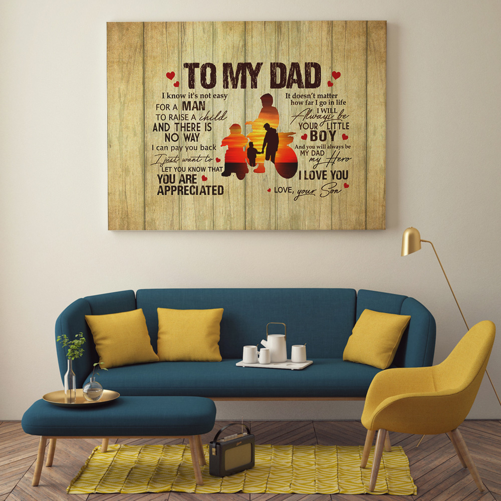 To My Dad It's Not Easy To Raise A Child From Son Dirt Bike Canvas Poster - Father's Day Dirt Bike Wall Art Mockup