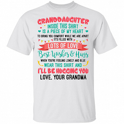 Granddaughter Inside This Shirt Is A Piece Of My Heart To Bring You Comfort Youth T-Shirt - Granddaughter Gifts, White, Youth T-Shirt