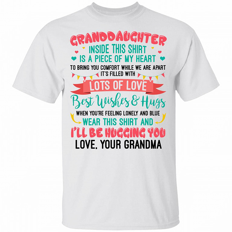 Granddaughter Inside This Shirt Is A Piece Of My Heart To Bring You Comfort Youth T-Shirt - Granddaughter Gifts, White, Youth T-Shirt