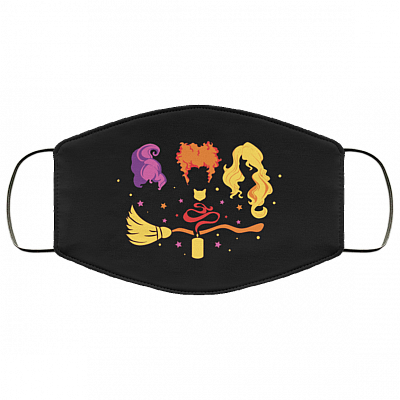 Hocus Pocus Funny Three Witches Halloween Washable Reusable Custom - Printed Cloth Face Mask Cover, Black, Cloth Face Mask