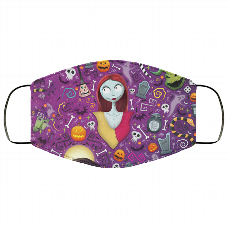 Sally Skellington Face Mask - Nightmare Before Christmas Washable Reusable Custom – Printed Cloth Face Mask Cover, White, Cloth Face Cover