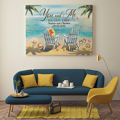Alternative view of Personalized You And Me We Got This Beach Ocean Gallery Wrapped Framed Canvas Prints - Unframed Poster