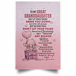 To My Great Granddaughter Don’t Let Today’s Trouble Bring You Down Framed Canvas Prints – Unframed Poster, White, Unframed Poster
