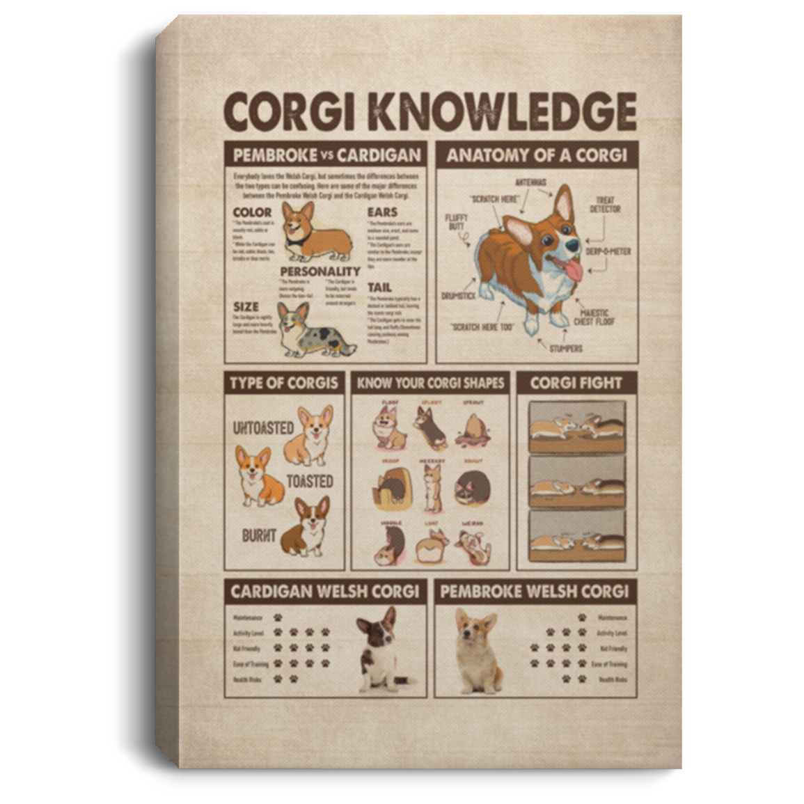 Corgi Knowledge Anatomy Framed Canvas Print - Unframed Poster - Corgi Lovers Canvas, White, 0.75'' Framed Canvas Corgi Knowledge Anatomy Framed Canvas Print - Unframed Poster - Corgi Lovers Canvas, White, 0.75'' Framed Canvas