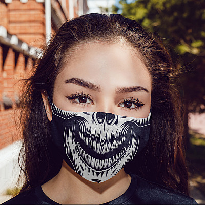 Alternative view of Halloween Scary Skull Skeleton Washable Reusable Custom – Printed Cloth Face Mask Cover
