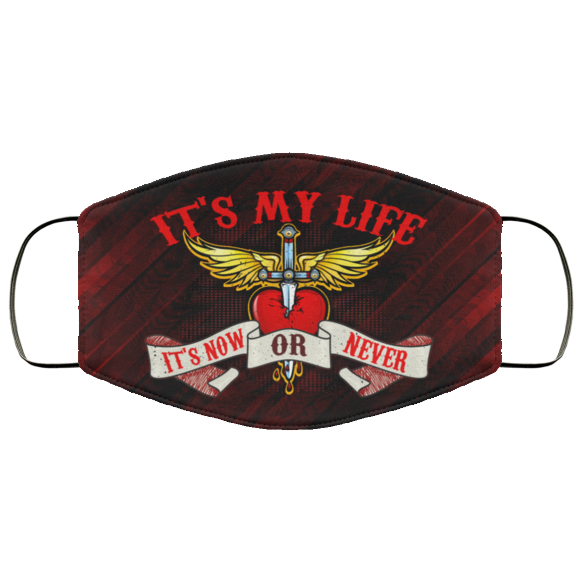 It's My Life It's Now or Never Bon-Jovi - Washable Reusable Custom Printed Cloth Face Mask Cover, Black, Cloth Face Cover