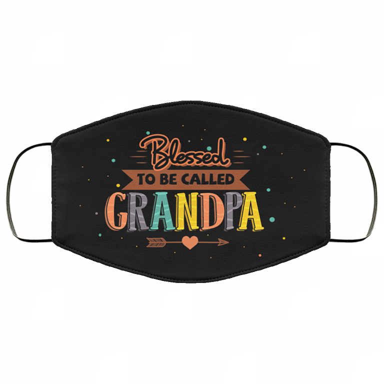 Blessed To Be Called Grandpa Washable Reusable Custom - Funny Grandpa Printed Cloth Face Mask Cover, Black, Cloth Face Cover