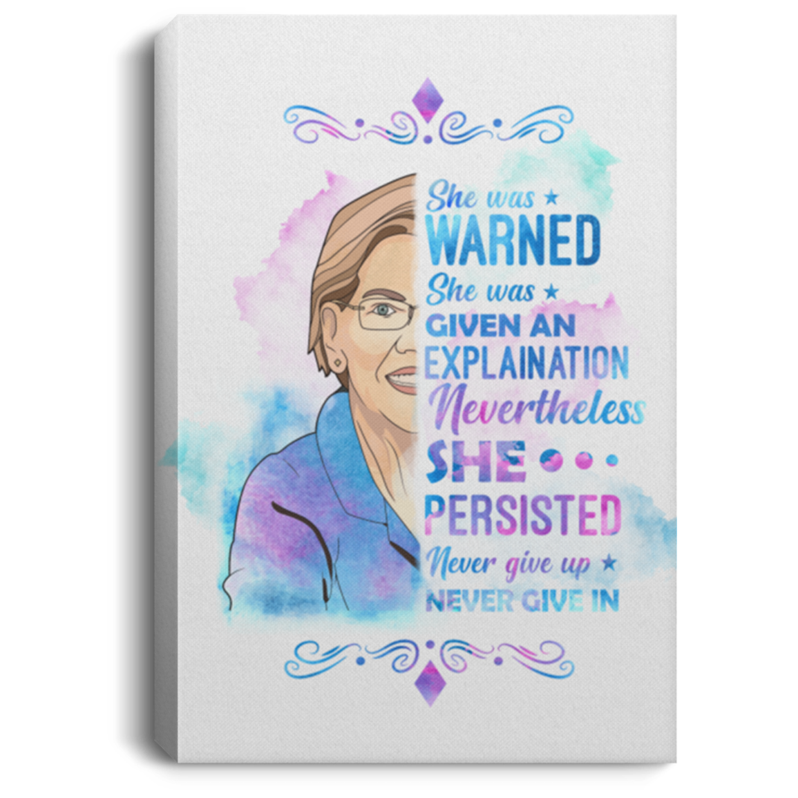 Nevertheless She Persisted Elizabeth Warren Wrapped Framed Canvas Prints - Unframed Poster - Canvas Wall Art, White, 0.75'' Framed Canvas Nevertheless She Persisted Elizabeth Warren Wrapped Framed Canvas Prints - Unframed Poster - Canvas Wall Art, White, 0.75'' Framed Canvas