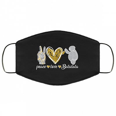 Peace Love Balalala Washable Reusable Custom Printed Cloth Face Mask Cover, Black, Cloth Face Cover