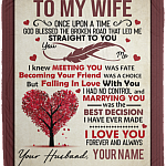Personalized To My Wife Once Upon A Time God Blessed The Broken Road Fleece Blanket - Premium Sherpa Blanket, White, Cozy Plush Fleece Blanket - 50x60