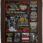 I Choose You To Do Life With Hand In Hand Side By Side Biker Fleece Blanket - Premium Sherpa Blanket, White, Cozy Plush Fleece Blanket - 50x60