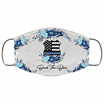 Back the Blue Floral Police Wife Washable Reusable Custom - Printed Cloth Face Mask Cover, White, Cloth Face Mask