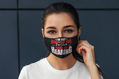 Alternative view of I'm Not Ignoring You I'm Just Hard Of Hearing Deaf Awareness Washable Reusable Custom - Printed Cloth Face Mask