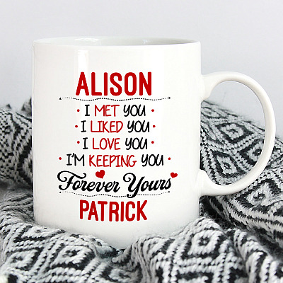 Alternative view of Personalized I Met You I Liked You I Love You I'm Keeping You Forever Yours Ceramic Coffee Mug - Beer Stein