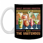 Drunk Adult Daycare Director A.k.a the Bartender Beer Wine Cocktail Lover Coffee Mug - Water Bottle, Black, 11 oz. White Mug