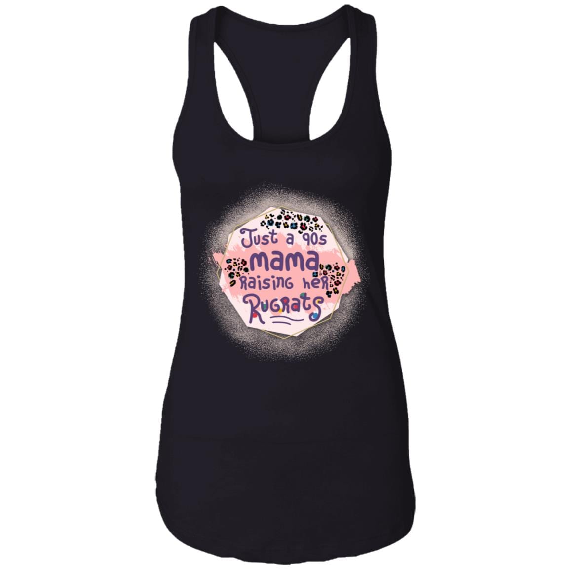 Just a 90s Mama Raising Her Rugrats Tank Top Tee - Ladies Racerback Tank, Black, Ladies Racerback Tank