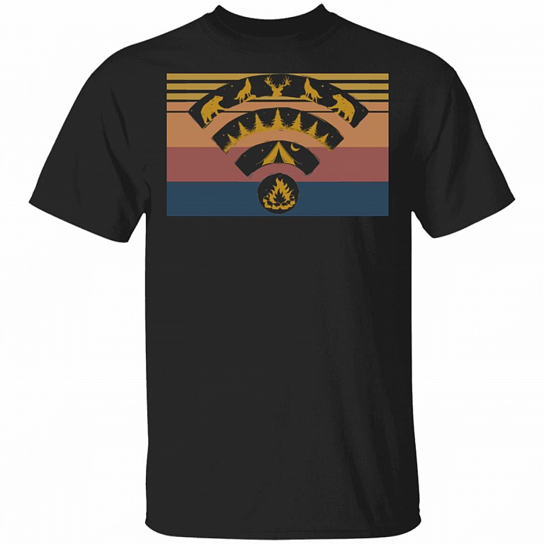 Let's Wander Where The WiFi Weak Camping Connectivity T-Shirt - Happy Camper Strong Camping Connection Shirt, Black, Unisex T-Shirt