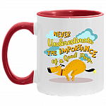 Never Underestimate The Importance Of a Good Poop Dog Accent Coffee Mug, White/Red, 11 oz. Accent Mug