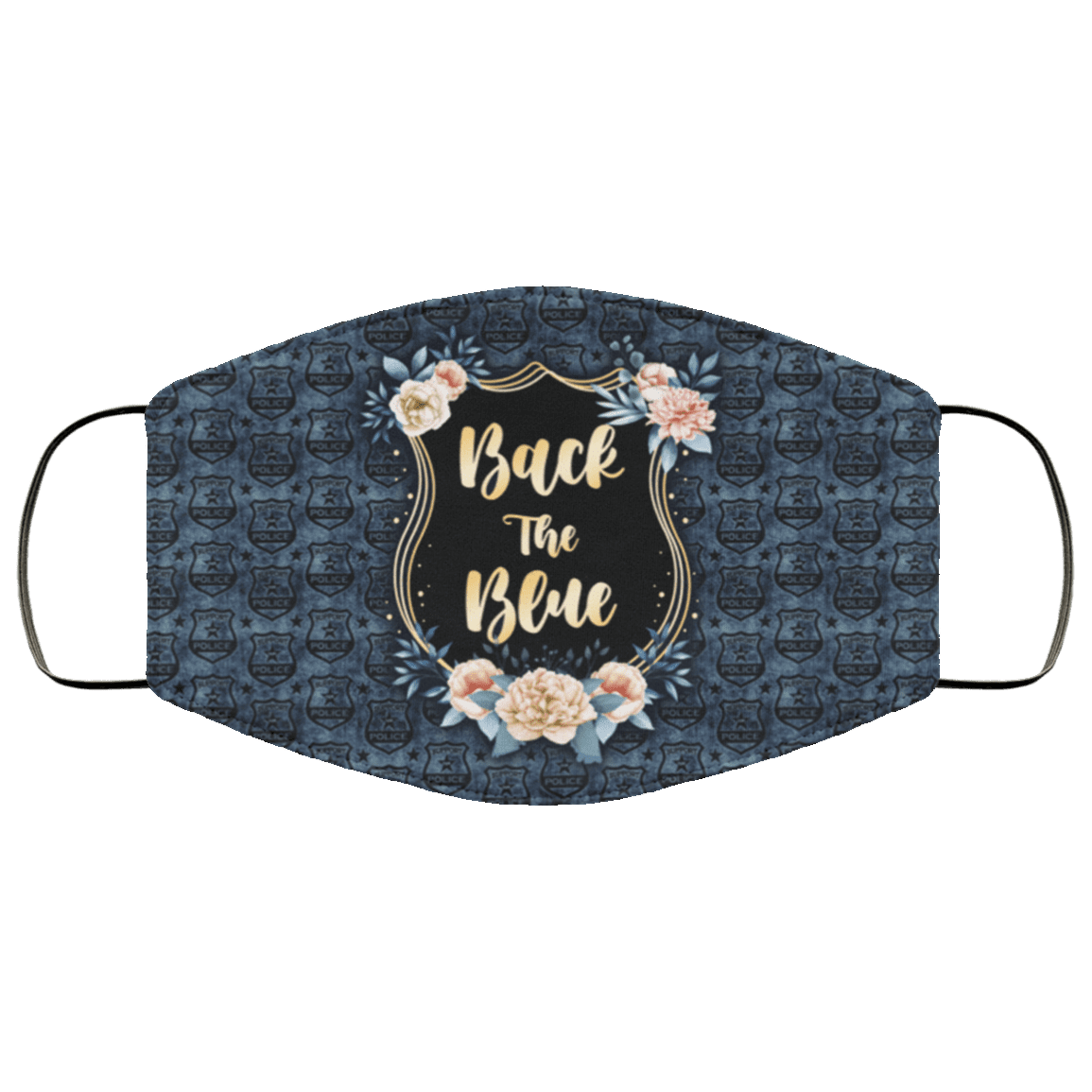 Back The Blue Floral Police Badge Washable Reusable Custom – Printed Cloth Face Mask Cover, White, Cloth Face Mask Back The Blue Floral Police Badge Washable Reusable Custom – Printed Cloth Face Mask Cover, White, Cloth Face Mask