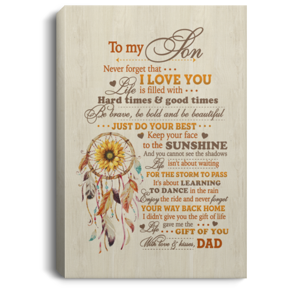 Dreamcatcher Dad To My Son Never Forget That I Love You Wrapped Framed Canvas Prints - Unframed Poster, White, 0.75'' Framed Canvas Dreamcatcher Dad To My Son Never Forget That I Love You Wrapped Framed Canvas Prints - Unframed Poster, White, 0.75'' Framed Canvas