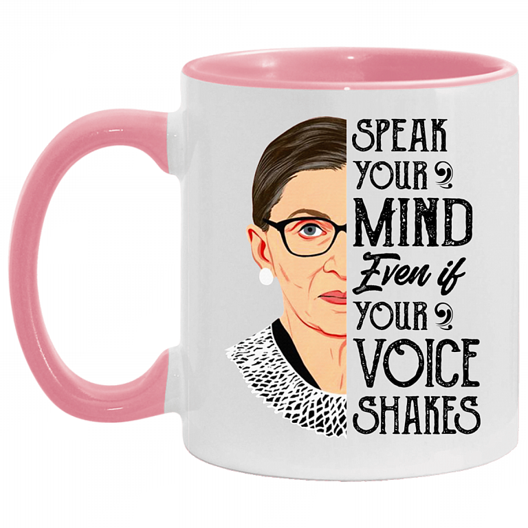 Speak Your Mind Even If Your Voice Shakes Accent Mug, White/Pink, 11 oz. Accent Mug