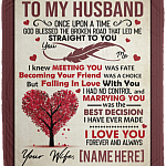 Personalized To My Husband Once Upon A Time God Blessed The Broken Road Fleece Blanket - Premium Sherpa Blanket, White, Cozy Plush Fleece Blanket - 50x60