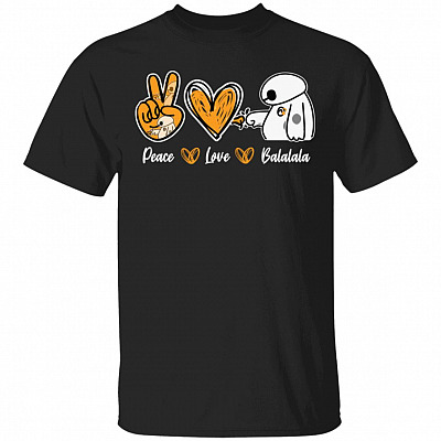 Bmax Peace Love Balalala T-Shirt, Black, Unisex T-Shirt