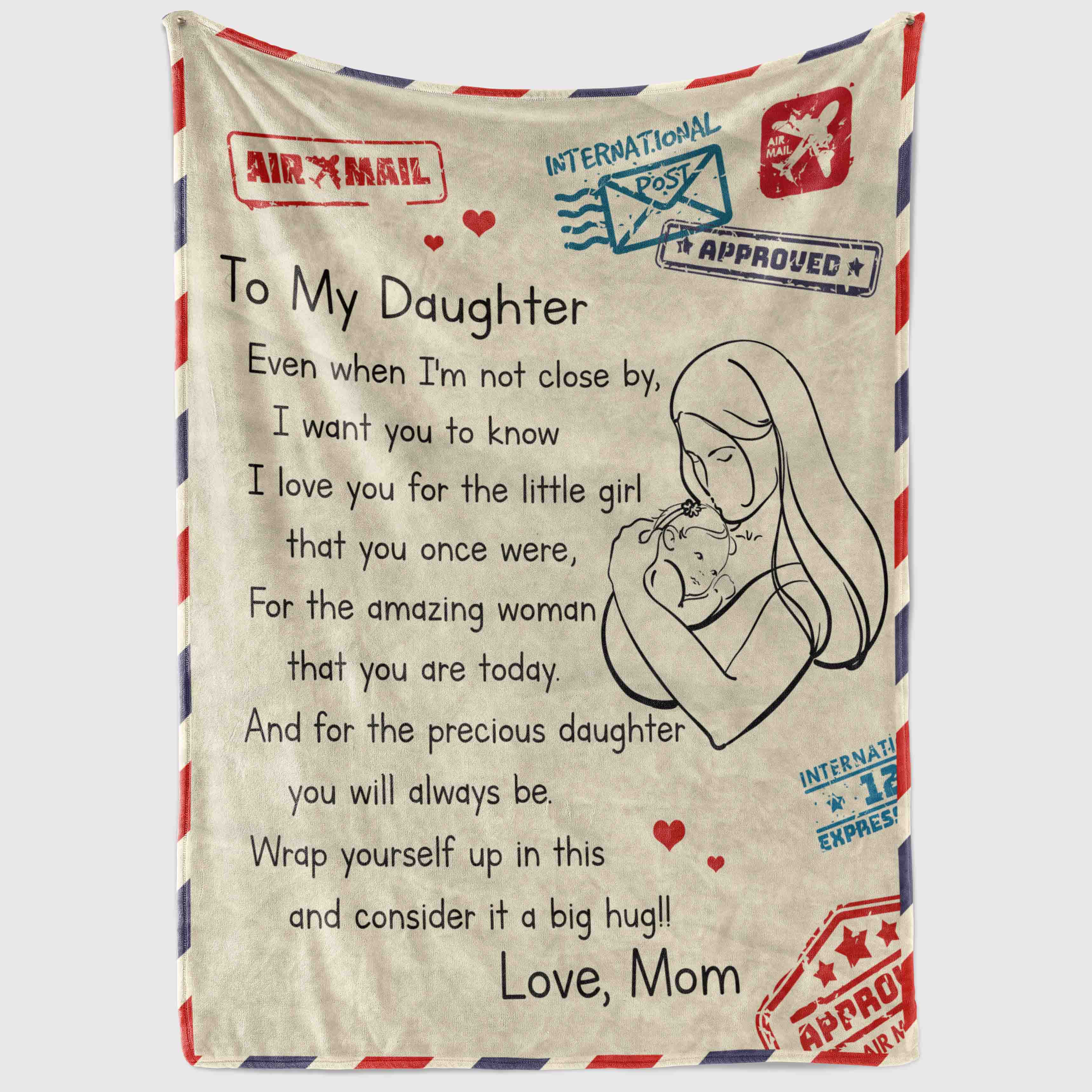 6VT. Mom To My Daughter Not Close By blanket mockup