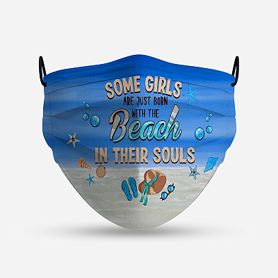 Alternative view of Some Girls Are Just Born With The Beach In Their Souls Washable Reusable Custom - Printed Cloth Face Mask Cover