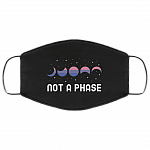 Not A Phase LGBTQ Moon Phase Bisexual Pride Flag Washable Reusable Custom – Printed Cloth Face Mask Cover, Black, Cloth Face Mask