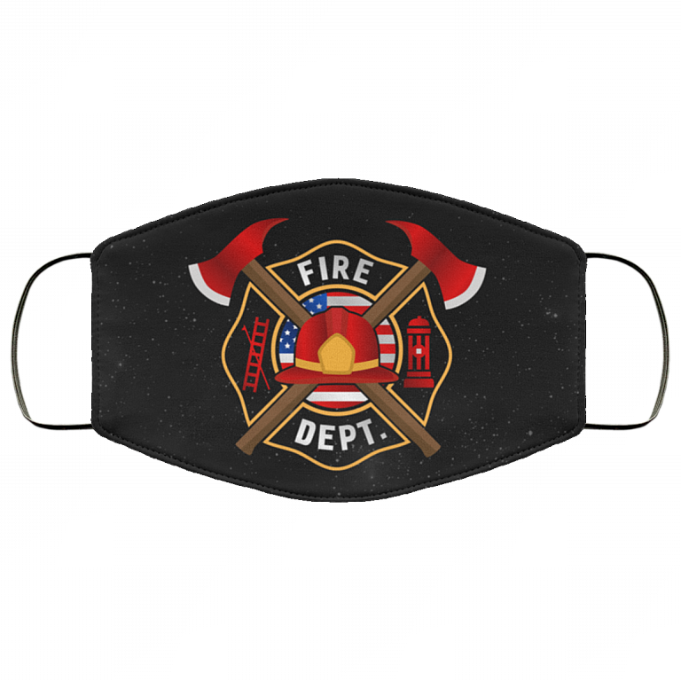 Firefighter Logo Fireman Gift Washable Reusable Custom – Printed Cloth Face Mask Cover, White, Cloth Face Cover