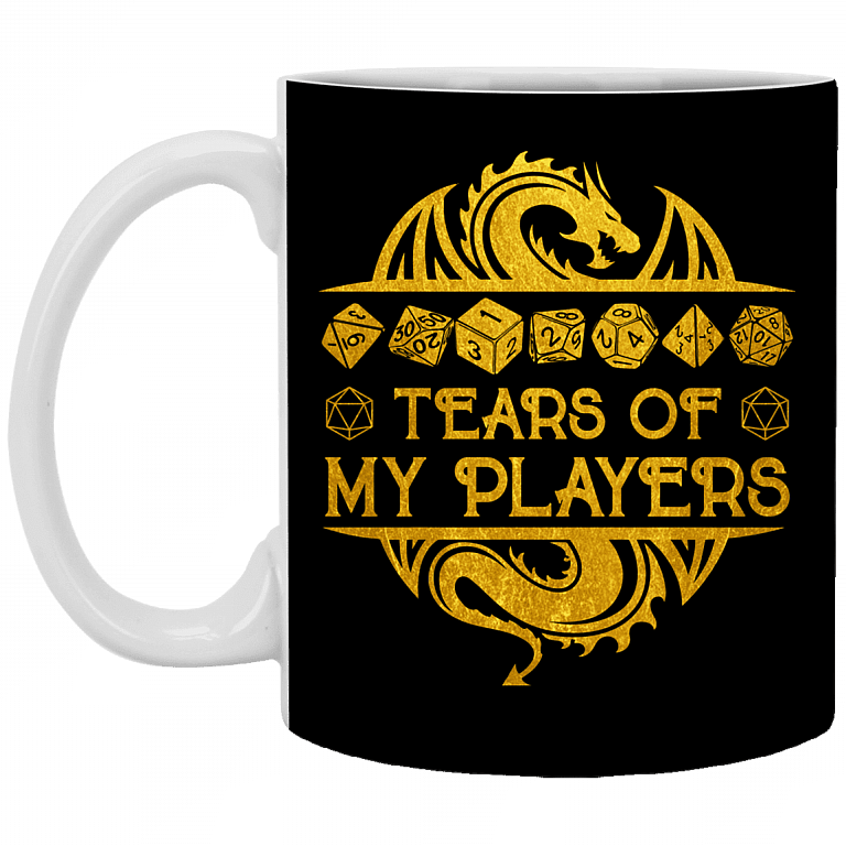 Tears Of My Players Ceramic Coffee Mug - Beer Stein - Funny Dnd Gifts, Black, 11 oz. White Mug
