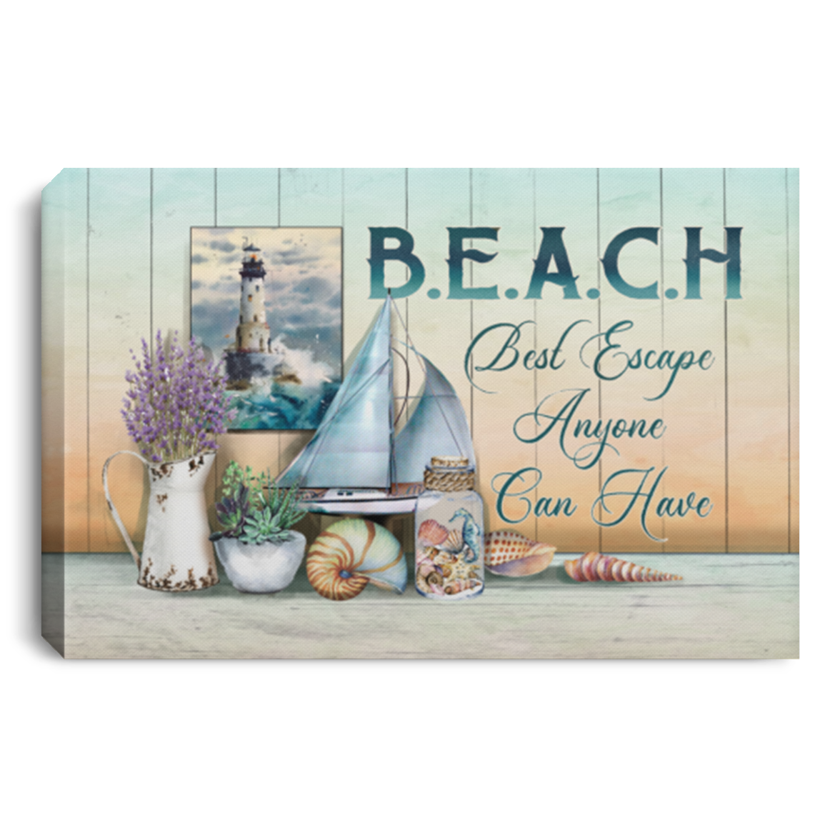Beach Best Escape Anyone Can Have Framed Canvas - Unframed Poster - Beach House Wall Decor, White, 0.75'' Framed Canvas Beach Best Escape Anyone Can Have Framed Canvas - Unframed Poster - Beach House Wall Decor, White, 0.75'' Framed Canvas
