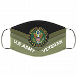 US Army United States Army Veteran Washable Reusable Custom - US Veteran Printed Cloth Face Mask Cover, White, Cloth Face Cover