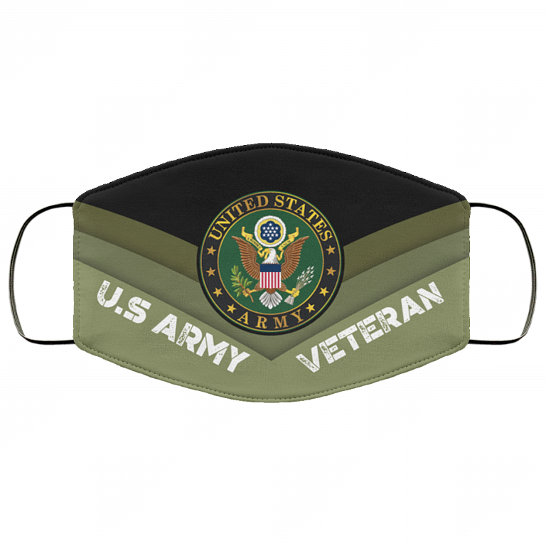 US Army United States Army Veteran Washable Reusable Custom - US Veteran Printed Cloth Face Mask Cover, White, Cloth Face Cover