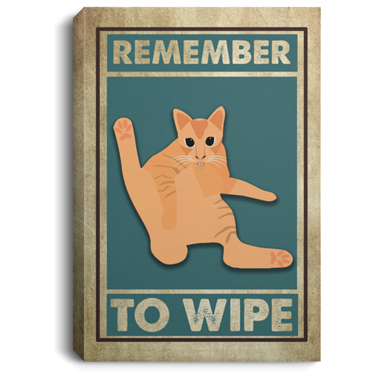Remember To Wipe Framed Canvas - Unframed Poster - Funny Bathroom Decor, White, 0.75'' Framed Canvas