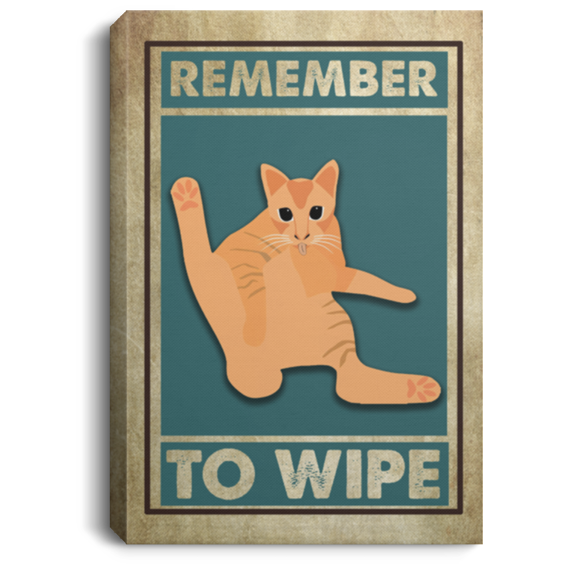 Remember To Wipe Framed Canvas - Unframed Poster - Funny Bathroom Decor, White, 0.75'' Framed Canvas