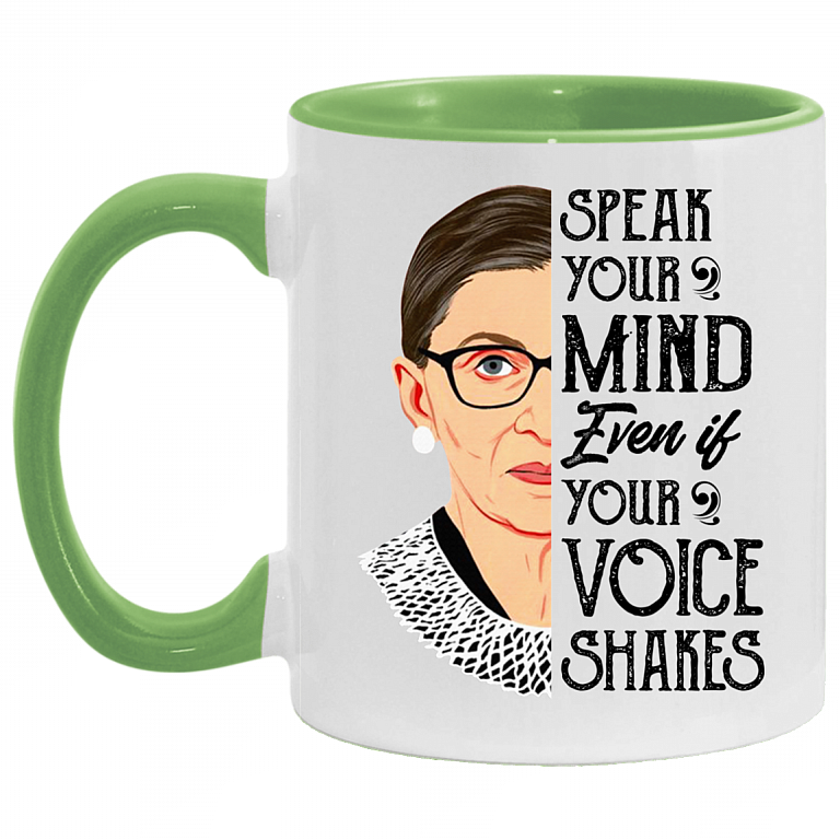 Speak Your Mind Even If Your Voice Shakes Accent Mug, White/Light Green, 11 oz. Accent Mug
