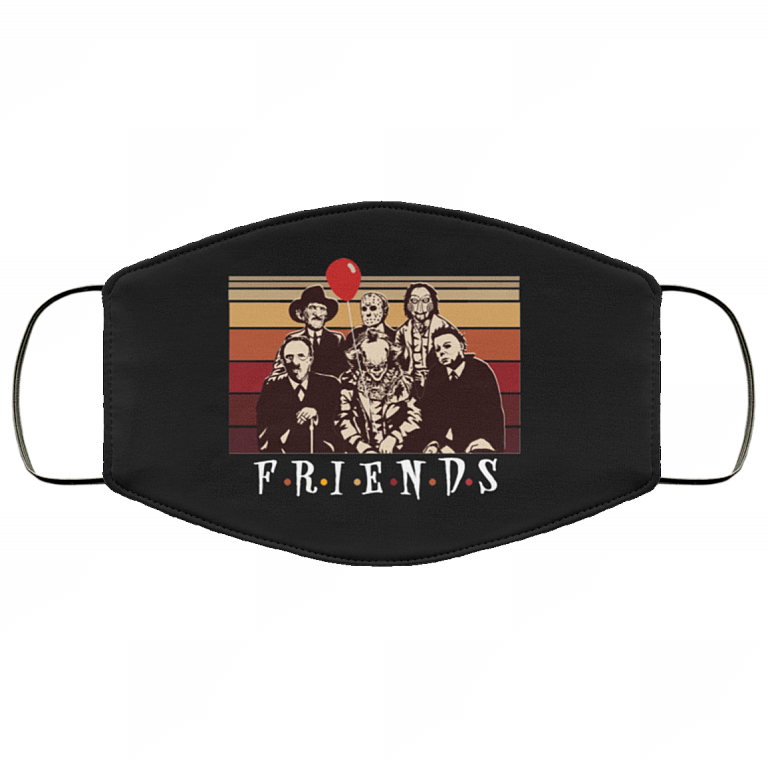 Horror Friends Vintage Washable Reusable Custom – Printed Cloth Face Mask Cover, Black, Cloth Face Cover
