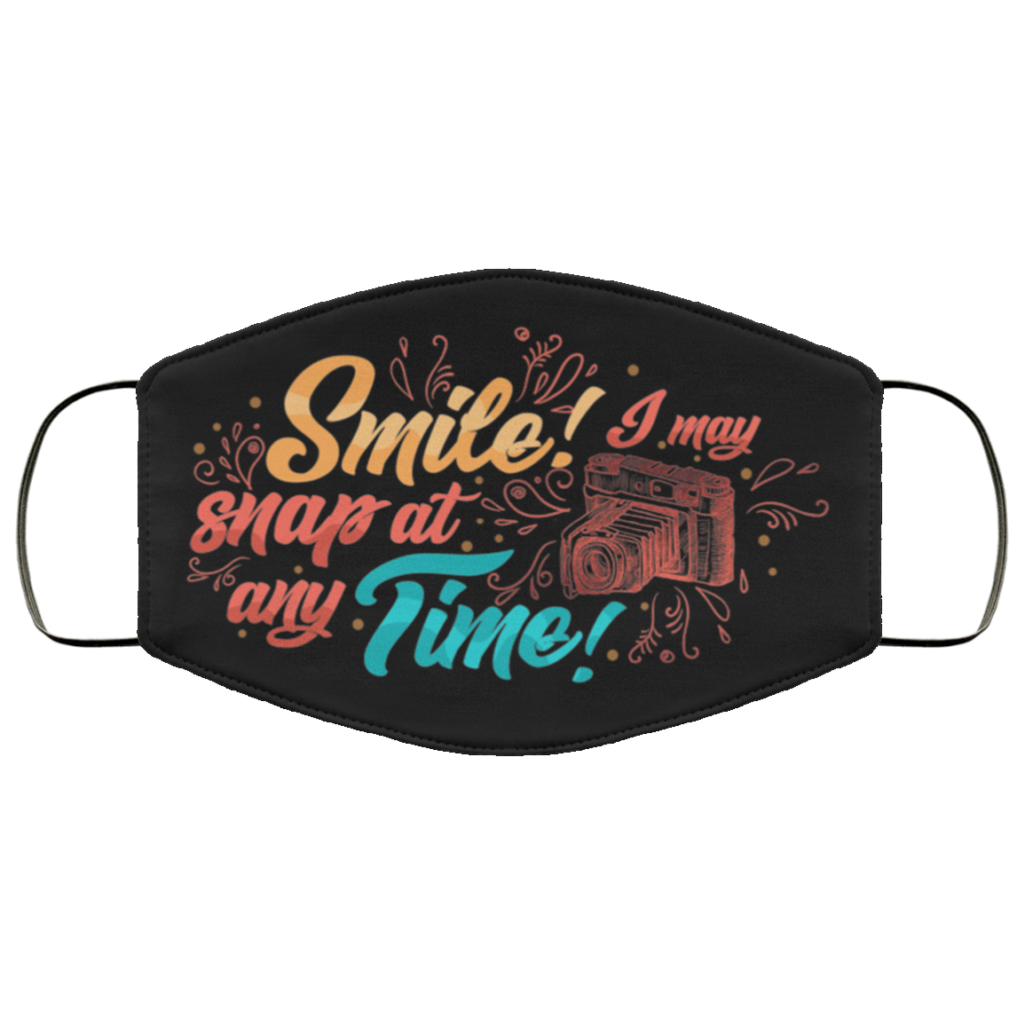 Smile I May Snap At Any Time Photographer Mask Washable Reusable Custom - Printed Cloth Face Mask Cover, Black, Cloth Face Cover Smile I May Snap At Any Time Photographer Mask Washable Reusable Custom - Printed Cloth Face Mask Cover, Black, Cloth Face Cover