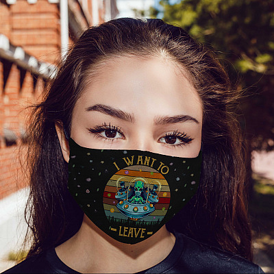 Alternative view of I Want To Leave - Funny Alien Mask - Washable Reusable Custom – Printed Cloth Face Mask Cover