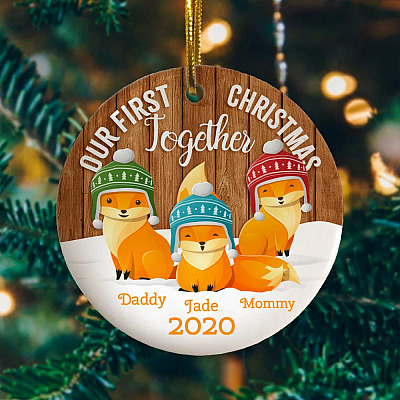 Alternative view of Personalized Our First Christmas Together Porcelain Ceramic Circle Ornament Keepsake