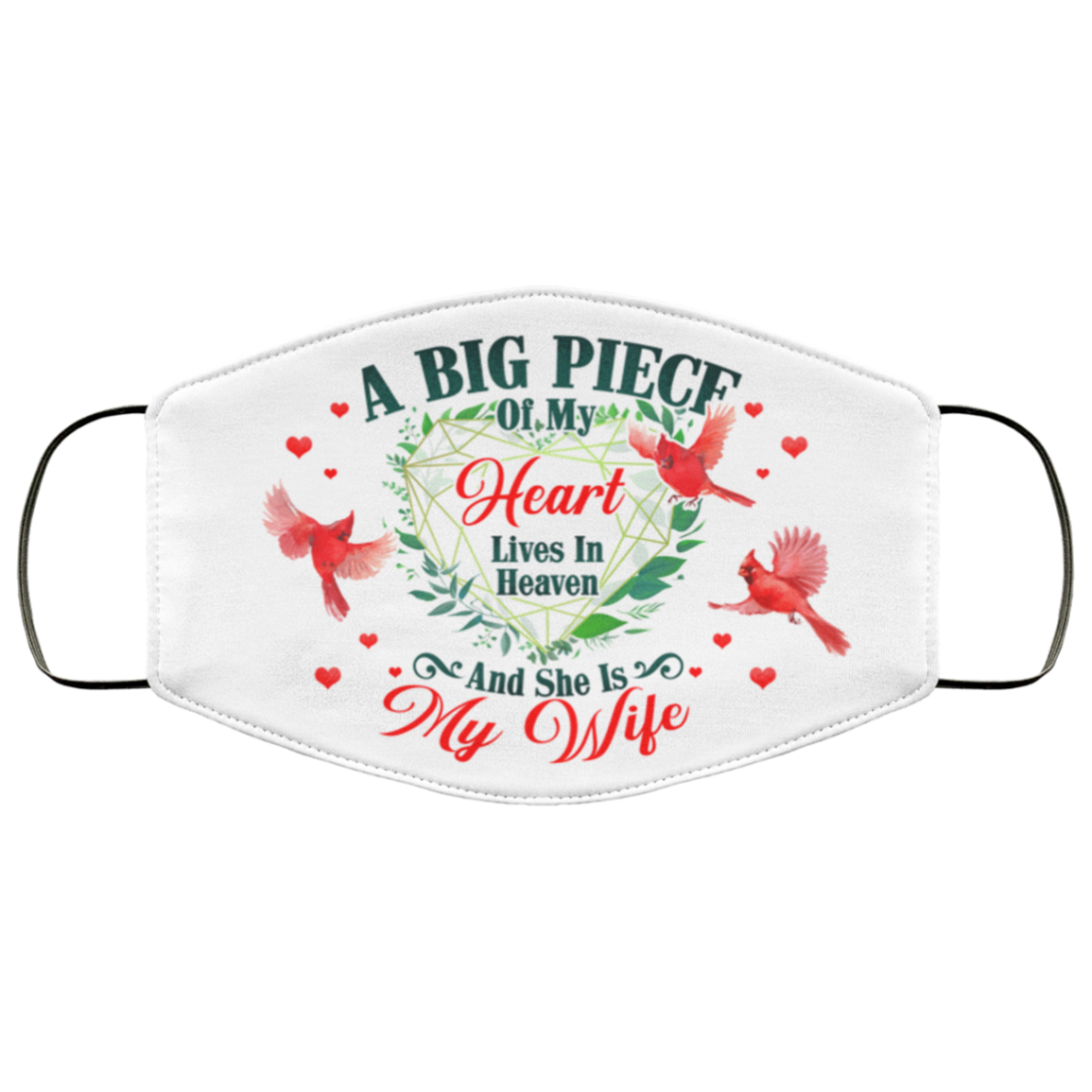 A Big Piece Of My Heart Lives In Heaven And She Is My Wife Printed Cloth Face Mask Cover, White, Cloth Face Cover A Big Piece Of My Heart Lives In Heaven And She Is My Wife Printed Cloth Face Mask Cover, White, Cloth Face Cover