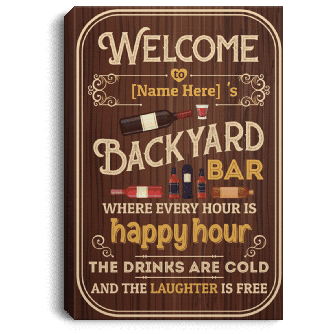 Personalized Backyard Bar Where Every Hour Is Happy Hour Framed Canvas - Unframed Poster, White, 0.75'' Framed Canvas Personalized Backyard Bar Where Every Hour Is Happy Hour Framed Canvas - Unframed Poster, White, 0.75'' Framed Canvas