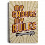 Vintage My Garage My Rules Gallery Wrapped Framed Canvas Prints - Unframed Poster - Home Decor Wall Art, White, 0.75'' Framed Canvas