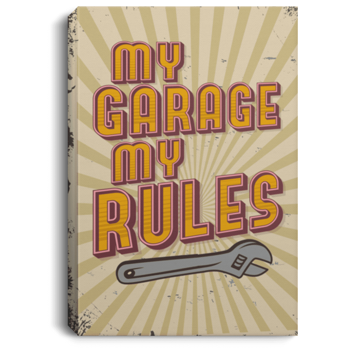 Vintage My Garage My Rules Gallery Wrapped Framed Canvas Prints - Unframed Poster - Home Decor Wall Art, White, 0.75'' Framed Canvas