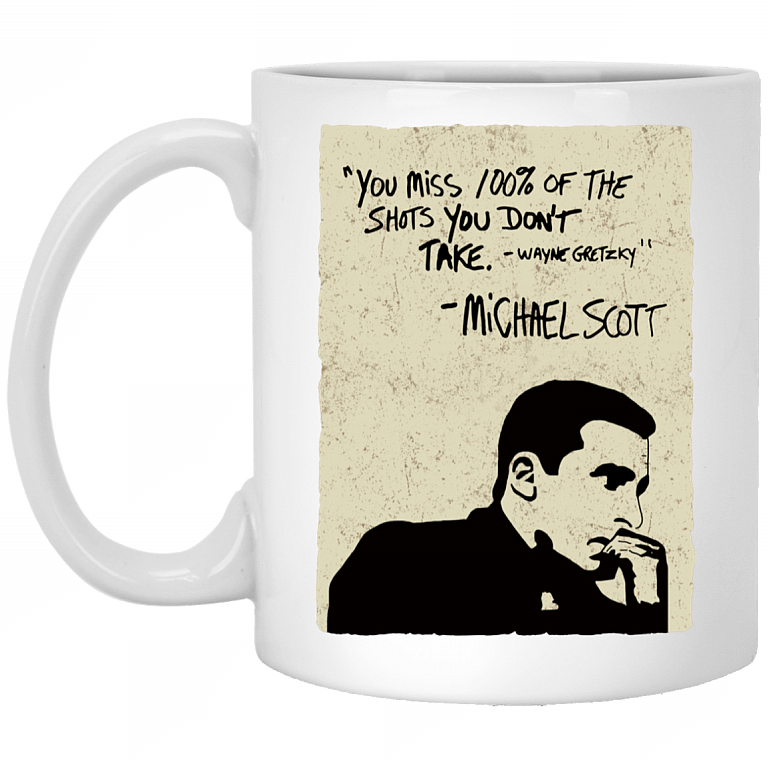 You Miss 100% of the Shots You Dont Take Motivational Quote Gift Ceramic Coffee Mug, White, 11 oz. White Mug